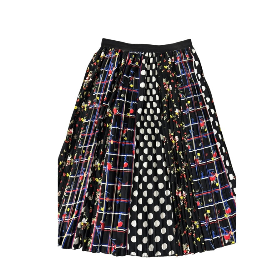 Skirt with a colorful geometric pattern on a white background