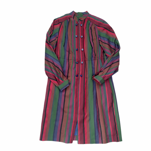 Burgundy Stripe Shirt Dress SIZE 14 - Vintage