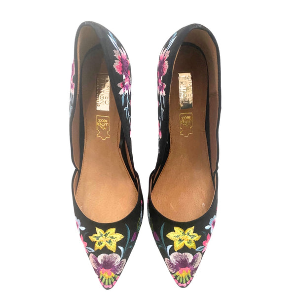 Floral Embroidered Court Shoe Black SIZE 41