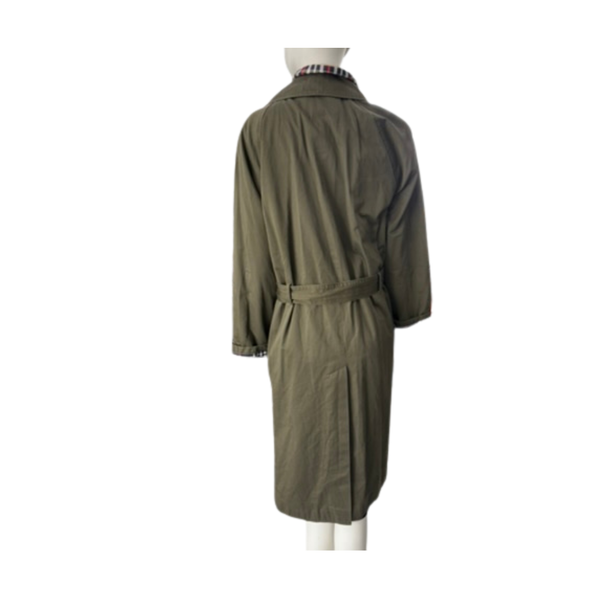 M&S Collection Cotton Midi Trench Coat Khaki Green Size 14 - Preloved