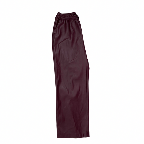 Gallery Burgundy Faux Leather Trousers Size UK 12 – Preloved