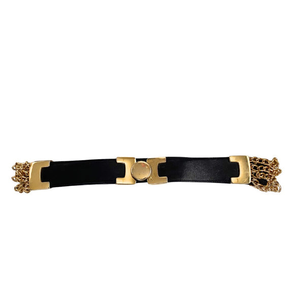 Stephen Collins Vintage Leather Belt Black Gold