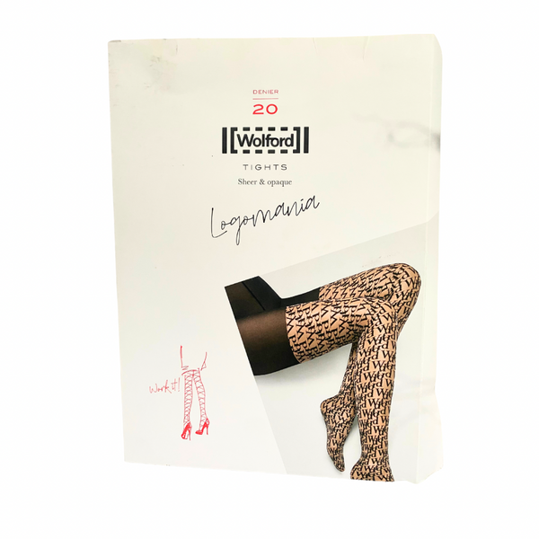 Logomania  20 Denier  Sheer Opaque Tights Wolford Black SIZE XS