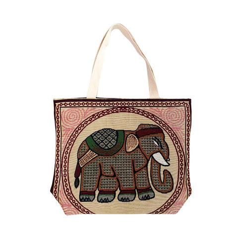 Embroidered Elephant Tapestry Tote - New