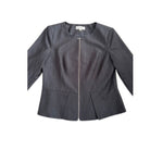 Dark gray peplum jacket with a zipper on a white background