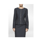 Dark grey suit with peplum top on a white background