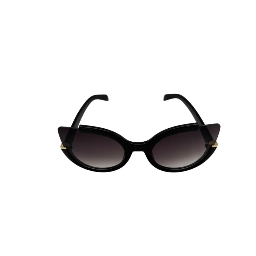 Black cat-eye sunglasses on a white background