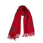 Red scarf with fringe on a white background