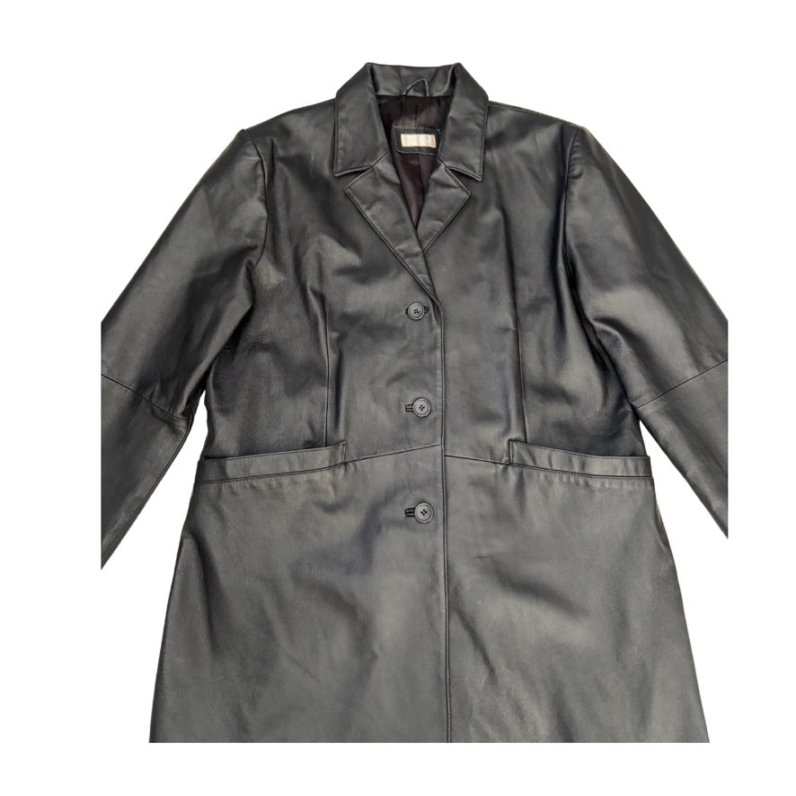 Black leather coat on a white background