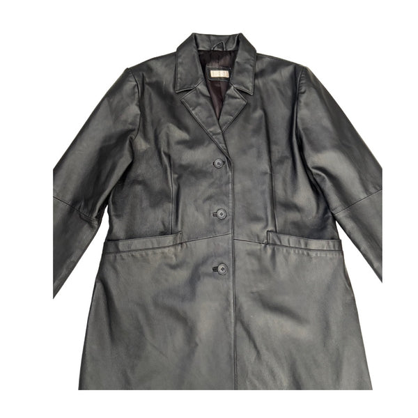 Black leather coat on a white background