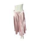 Pink satin skirt on a mannequin against a white background