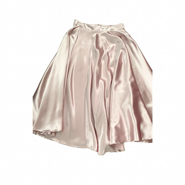 Coast Blush Pink Satin Flared Midi Skirt Size 10 – Preloved