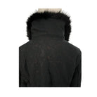 Black coat with fur hood on a white background
