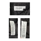 Collusion label on a black jacket with size and care instructions.