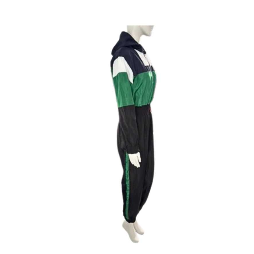 Color-blocked tracksuit on a mannequin against a white background