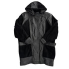Black and gray hooded coat on a white background