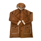 Brown coat with a hood on a white background