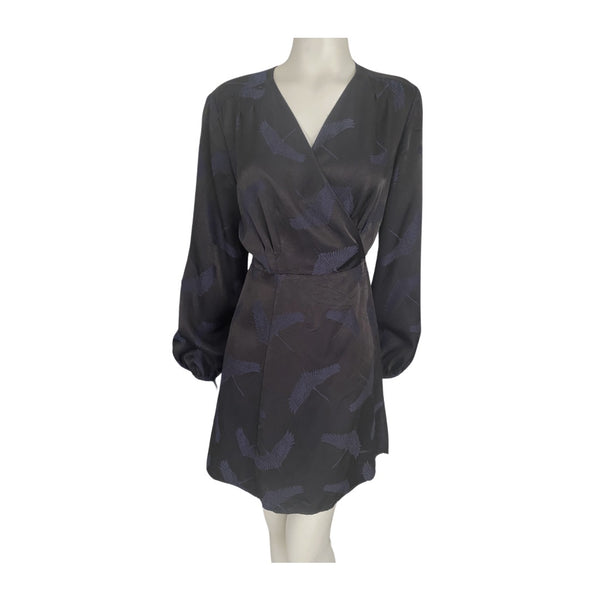 Short  Satin Wrap Dress Black SIZE 14