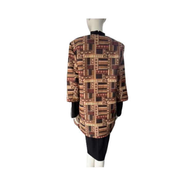 Aztec Print Jacquard Coat Brown Size 14 - New
