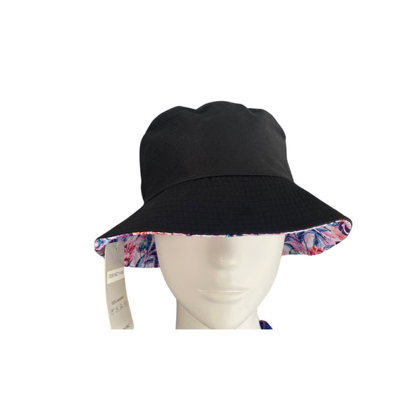 Reversible Bucket Hat Floral Pink Black