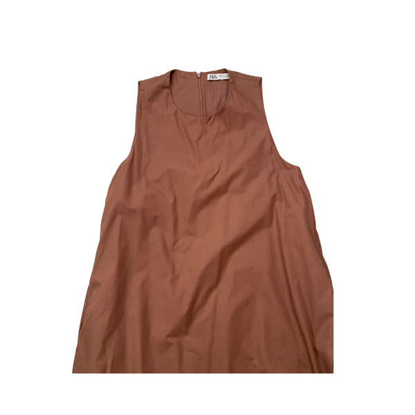 Zara Bubble Hem Maxi Dress Brown Size M – Preloved