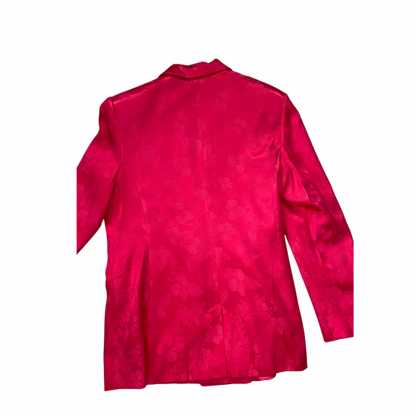 Floral Jacquard Double-Breasted Blazer Fuscia Pink SIZE XL – New