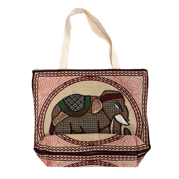 Embroidered Elephant Tapestry Tote - New