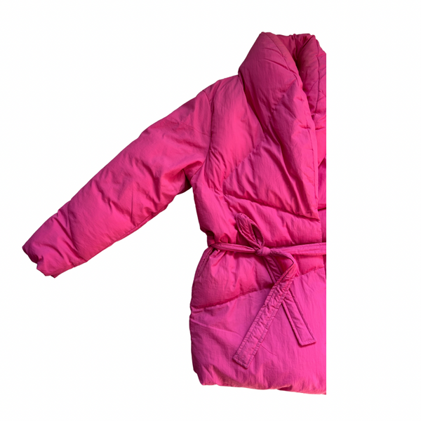 Boohoo Hot Pink Belted Puffer Jacket Size 8 – Preloved