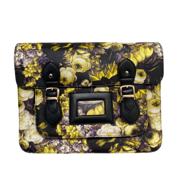 Floral Large Satchel Black Multi