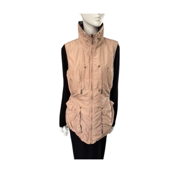Golfino Lighweight Reversible Gilet Beige Check Size 16 - Preloved