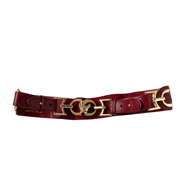 Horsebit Buckle Waist Belt Red