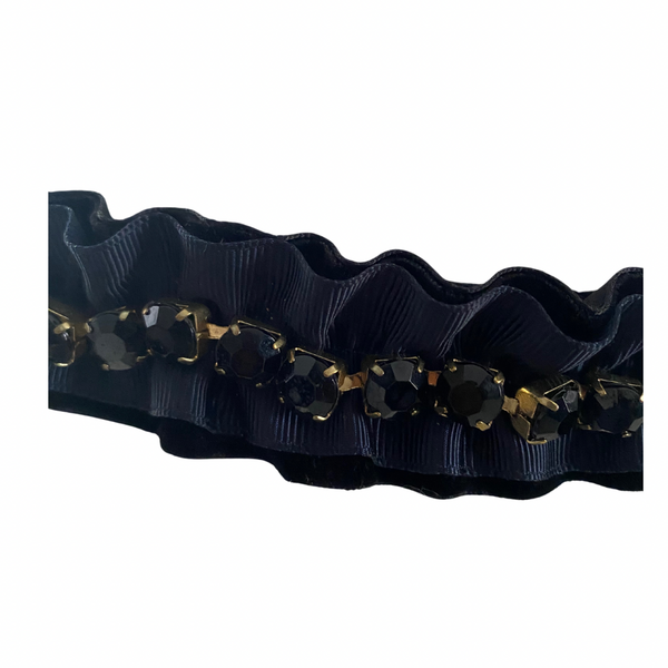 Ruched Tie Belt Navy Black