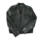Green leather jacket on a white background