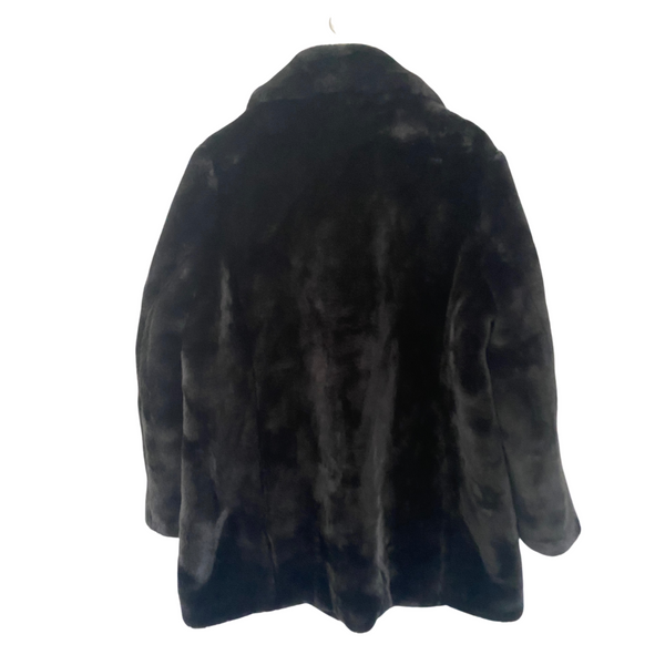 DKNY Faux Fur MIDI Coat Black SIZE XL - New