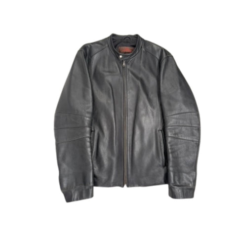 Danier Leather Racer Biker Jacket Mens Black Size XL - Vintage