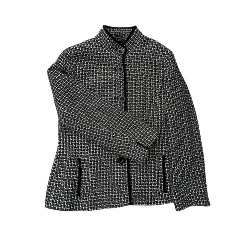 Black and white checkered blazer on a white background