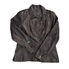 Dark leather jacket on a white background