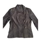 Dark leather jacket on a white background