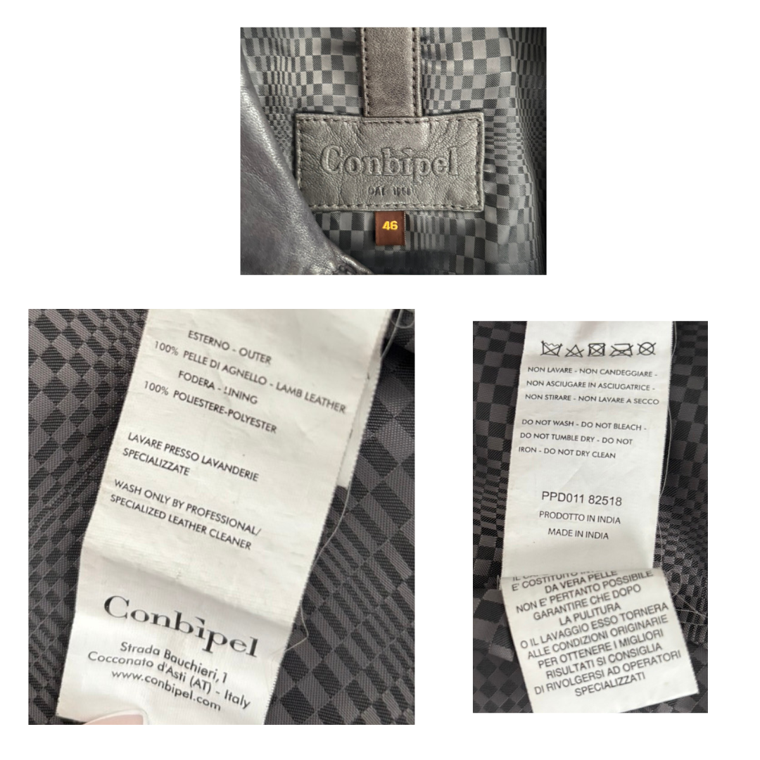 Close-up of a label on a textured fabric with 'Combipel' branding.