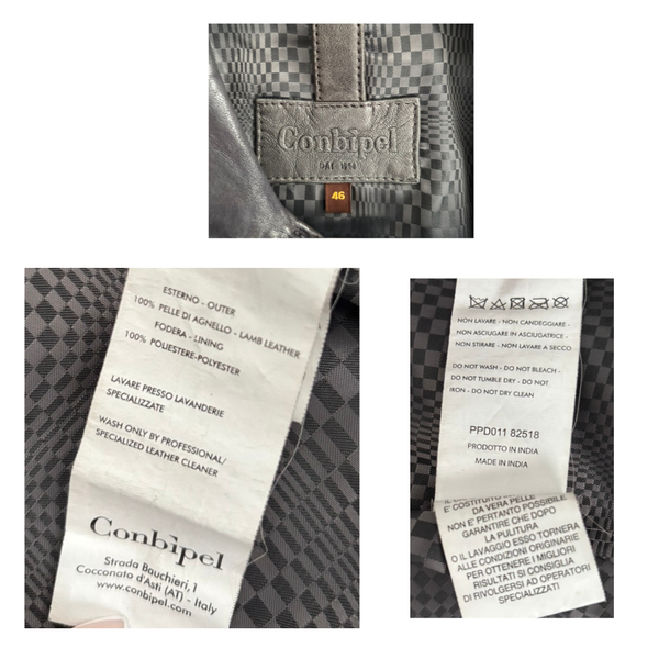 Close-up of a label on a textured fabric with 'Combipel' branding.
