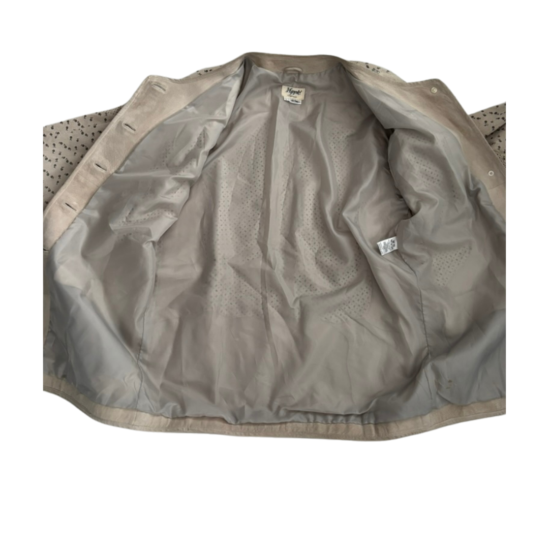 Brown jacket with a textured pattern on a white background