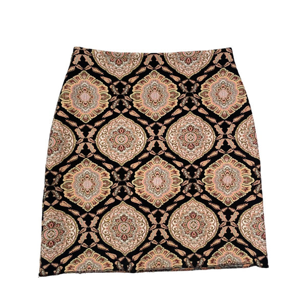 Patterned skirt with decorative design on a white background