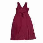Maroon dress with a tie waist on a white background
