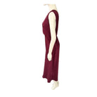 Maroon sleeveless dress on a mannequin against a white background