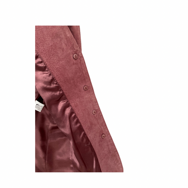 Suede Jacket Dark Pink Size UK 16 – Vintage