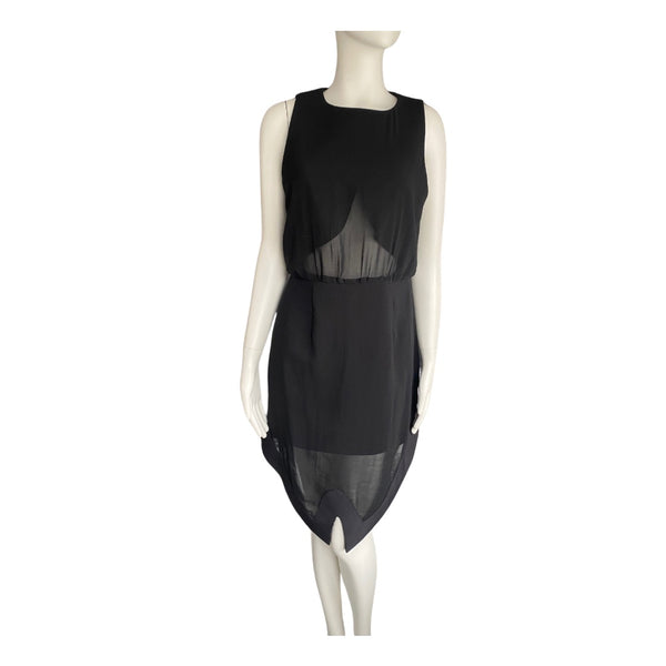 C/MEO COLLECTIVE Sheer Sleeveless Pencil Dress Black SIZE M