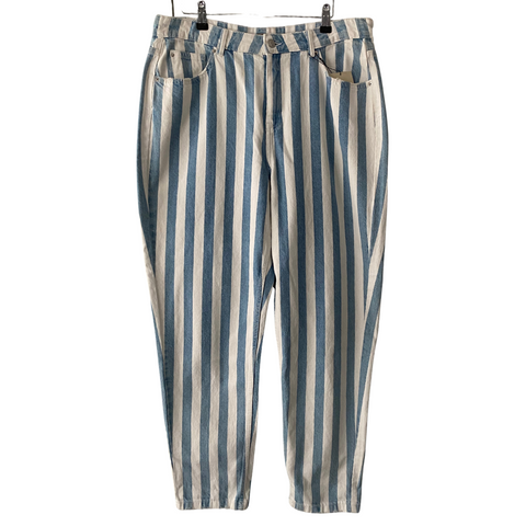 Candy Stripe Barrel Jeans Blue White SIZE 16