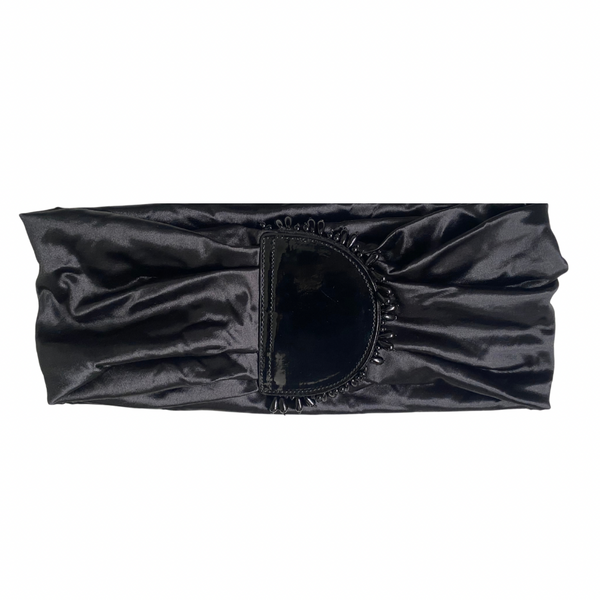 Satin Ruched Sash Belt Black