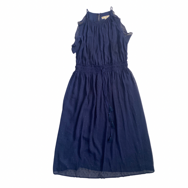 MICHAEL KORS Chiffon Midi Maxi Dress Navy SIZE XL