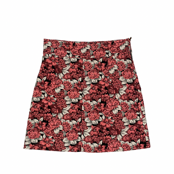 Sandro Floral Brocade Mini Skirt Coral Size 8 – Preloved